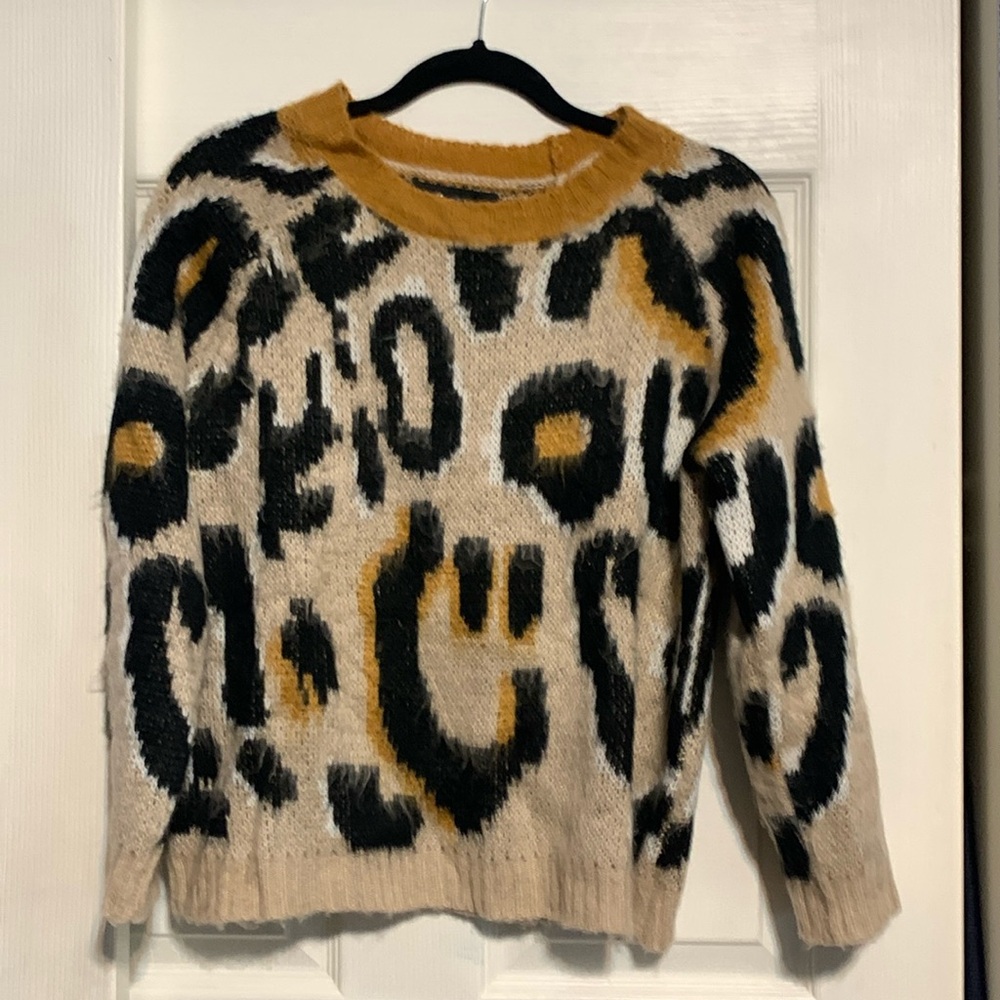 Alice Blue Fuzzy Animal Print Sweater